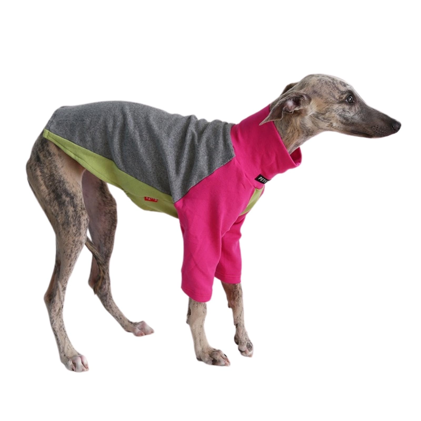 Italian Greyhound Whippet T-Shirt Jumper,Dog Tri-Color Sweatshirt Sighthounds Autumn Winter Spring Coat Skinny Dog Pullover Pajamas_S(Pink Gray)
