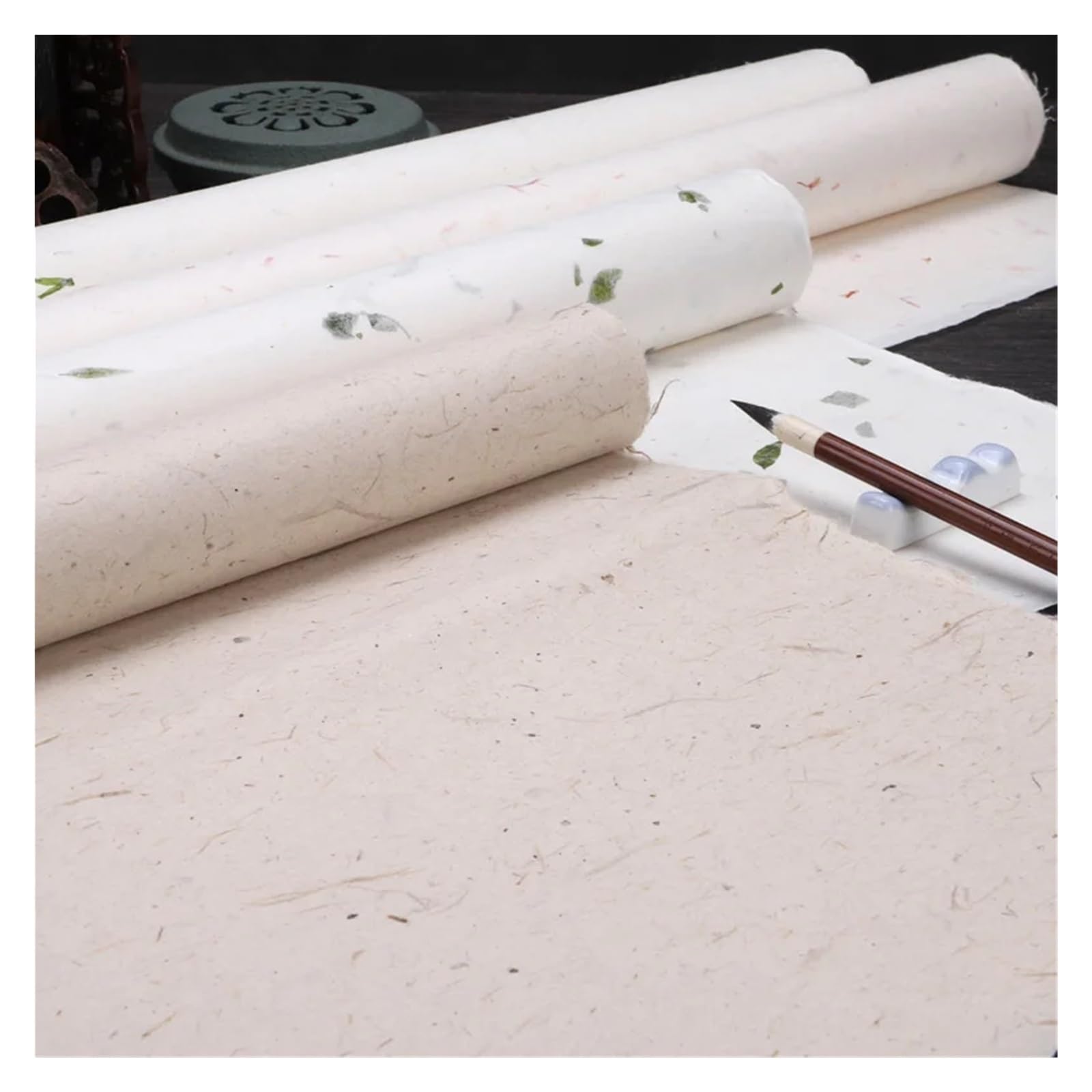 Ręcznie robiony papier ryżowy z włókien, Półdojrzały papier Xuan, opakowanie 100 sztuk w wielu rozmiarach, do malowania kaligraficznego DIY(D3)