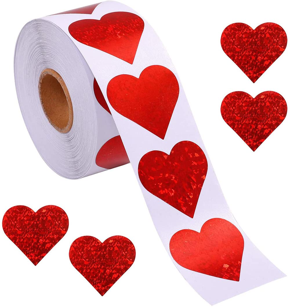 Pegatina de San Valentín,Pegatinas de Amor 500 Piezas Pegatinas en Forma de Corazón Etiqueta Autoadhesiva para Embalaje, Decoración, Pegar Regalos, Cartas de Confesión