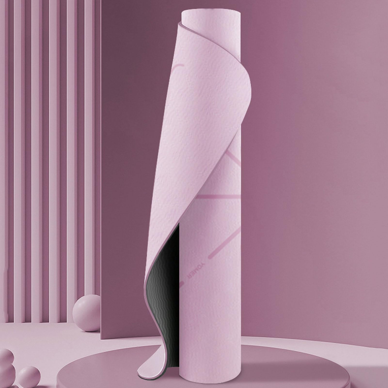 Yogamatte Rutschfest Dicker, Fitnessmatte Sportmatte mit Ausrichtungslinien, Pilates Matte Gymnastikmatte mit Tragegurt für Yoga-Anfänger, Fitness und Turner (A 185x80x0.7cm)
