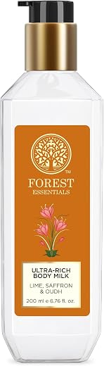 Forest Essentials Ultra-Rich Body Milk Lime Saffron Oudh | Ayurvedic Nourishing Body Lotion to Replenish Skin Moisture and...