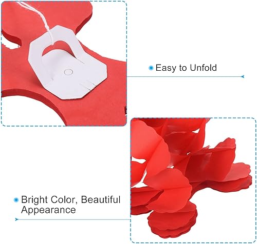 Miniatura 9 de PATIKIL Guirnalda de cuatro hojas de 9.8 pies, paquete de 6 guirnaldas de flores colgantes de papel de seda, serpentinas reutilizables para