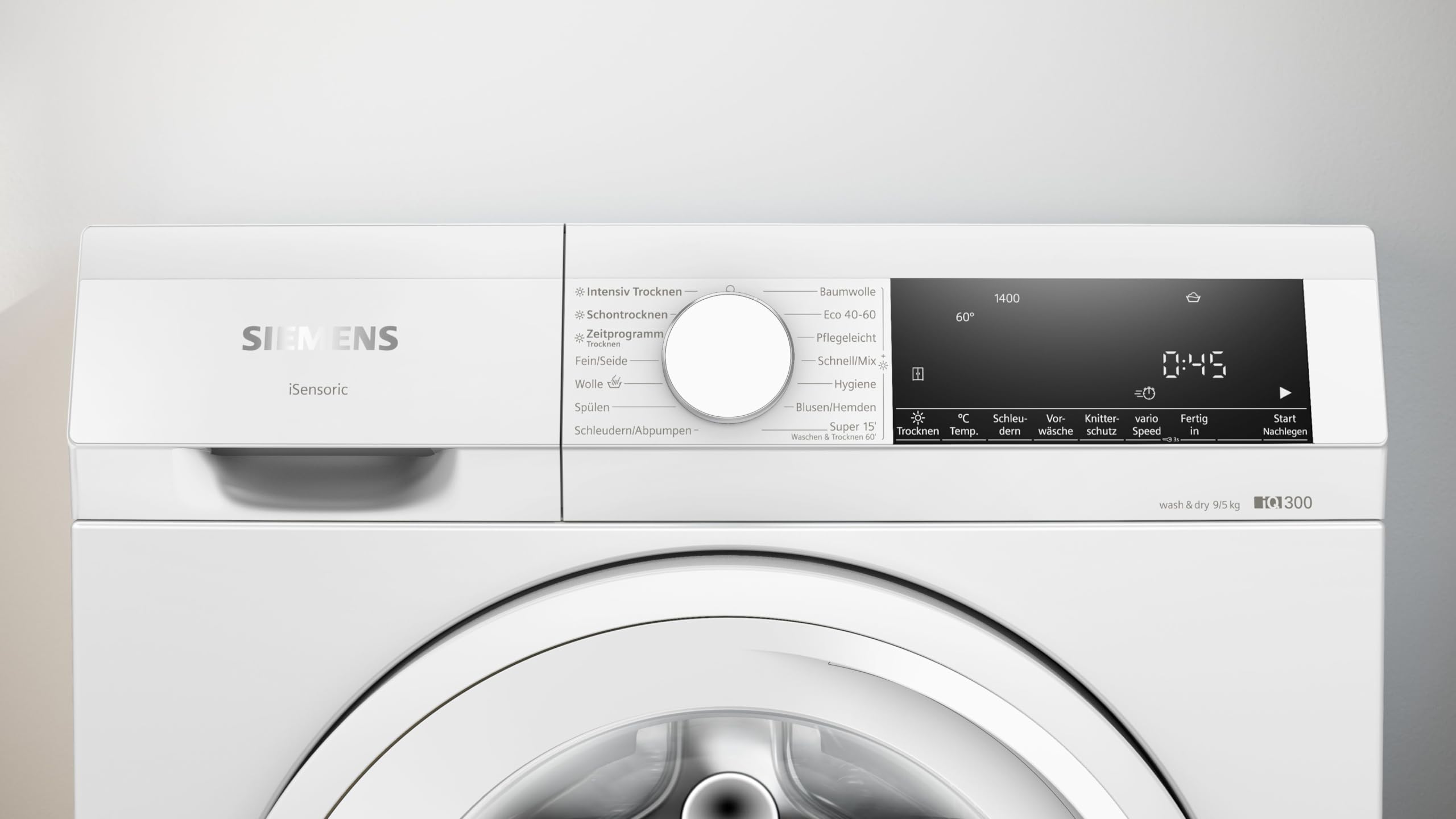 Siemens iQ300 WN34A141 Waschtrockner 2-in-1 Frontlader 9 kg Waschen 5 kg Trocknen 1400 U/min autoDry Weiß 60 cm