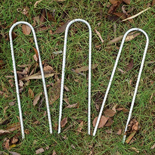 MySit 4 Pack Trampoline Stakes High Wind Stakes 16 Inch Heavy Duty U Shaped Galvanized Metal Steel Ground Anchors for Camping Tents, Swing Sets, Fixing Water Pipes - Thumbnail 3