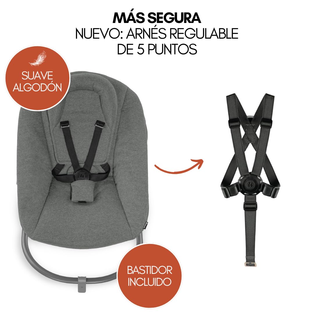 hauck Alpha Move Newborn Set de Trona Bebe Evolutiva con Nueva Hamaca Premium, Tronas de Bebe desde el Nacimiento con Ruedas, Hamaca Bebe, Bandeja y Cojín - Natural/Gris oscuro