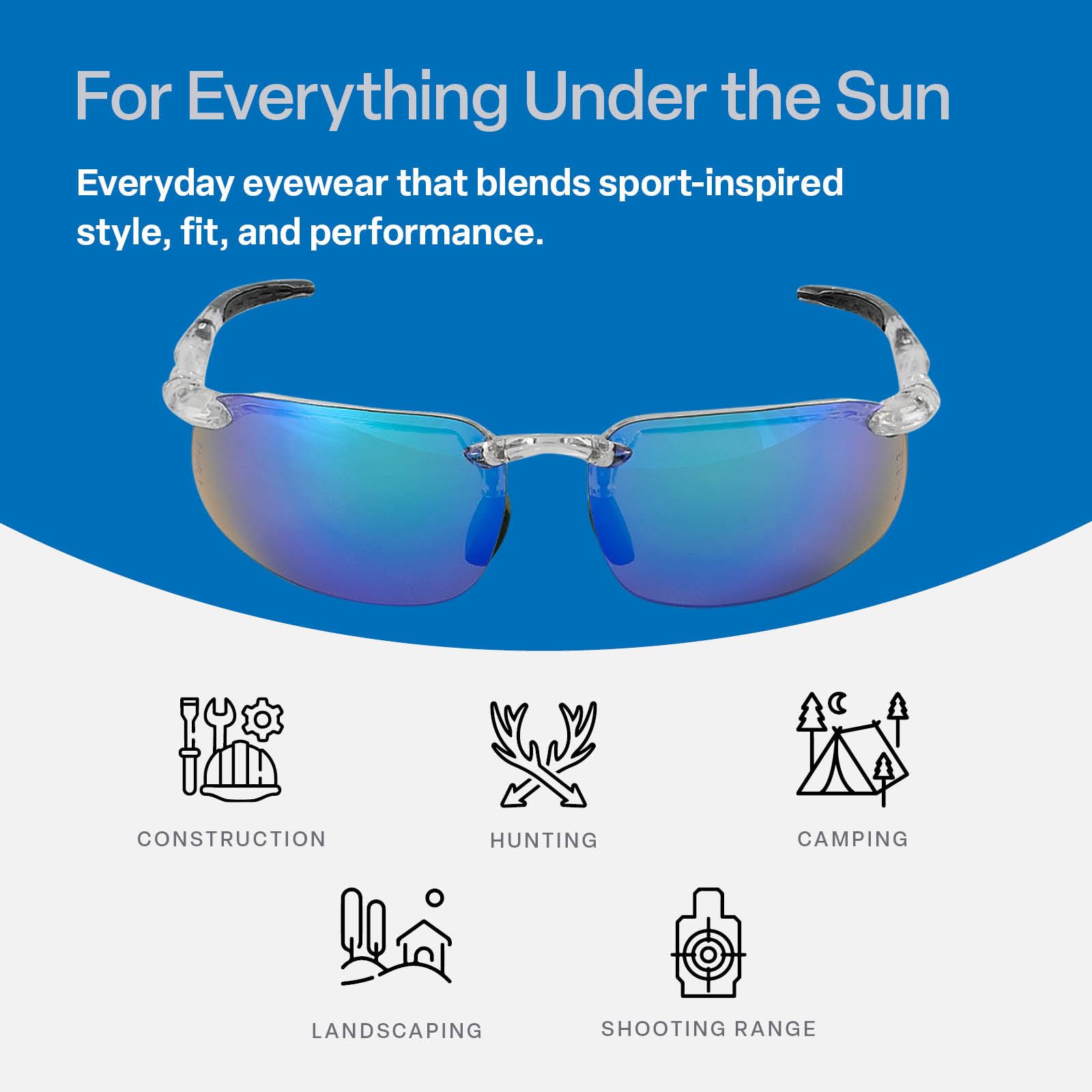 Bullhead Safety Eyewear BH10116AF Bezpieczne szkło miecznikowe, czarny nos i zauszniki, jeden rozmiar, krystalicznie czysta rama/zielone lustrzane soczewki