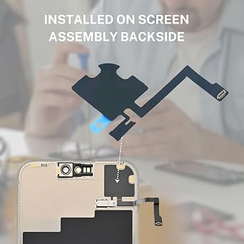 Proximity & Ambient Light Sensor Flex Cable with Metal Bracket for iPhone 15 Pro Max - Restores Auto Screen-Off & Light Sensing, No Soldering (A2849 A3105 A3106 A3108)