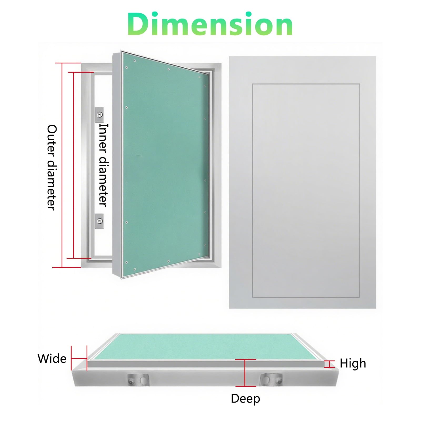 Panel de acceso oculto extra grande con apertura a presión de 30,48 x 40,64 cm y 16,04 x 60,96 cm para ocultar cables y metros en garajes/desván (aleación de aluminio, 450 x 650 mm)