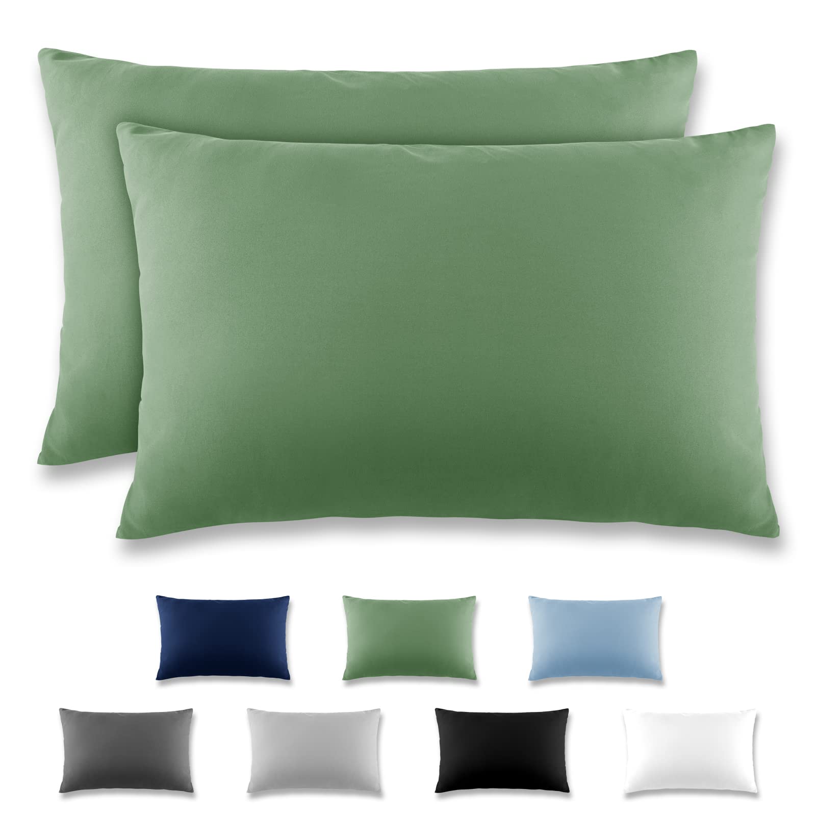 Redkey Lawn Green Cushion Cover 50 X 70 Cm, Set Of 2 Pillowcases, Microfibre Cushion Cover For Cushions, Pillowcases With Tab Closure, 50 X 70 Cm Pillow Case