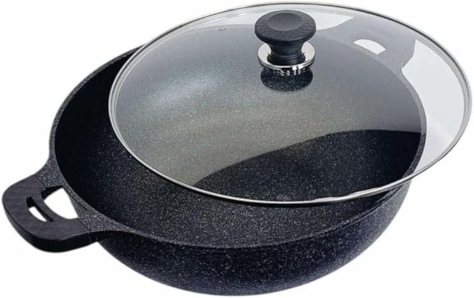 Wok Jumbo de Mármol Antiadherente 16" con Tapa de Vidrio Templado miniatura 4