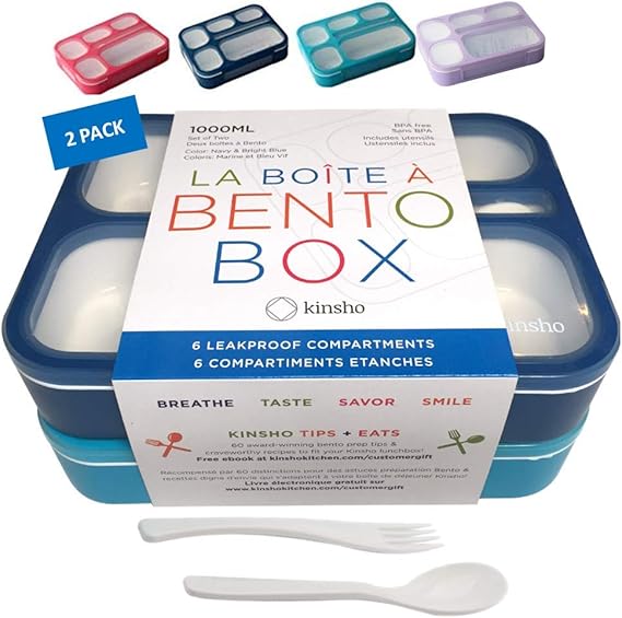 kinsho BentoBox Lunch Boxes for Kids, Boys, Adults. Leakproof Lunch