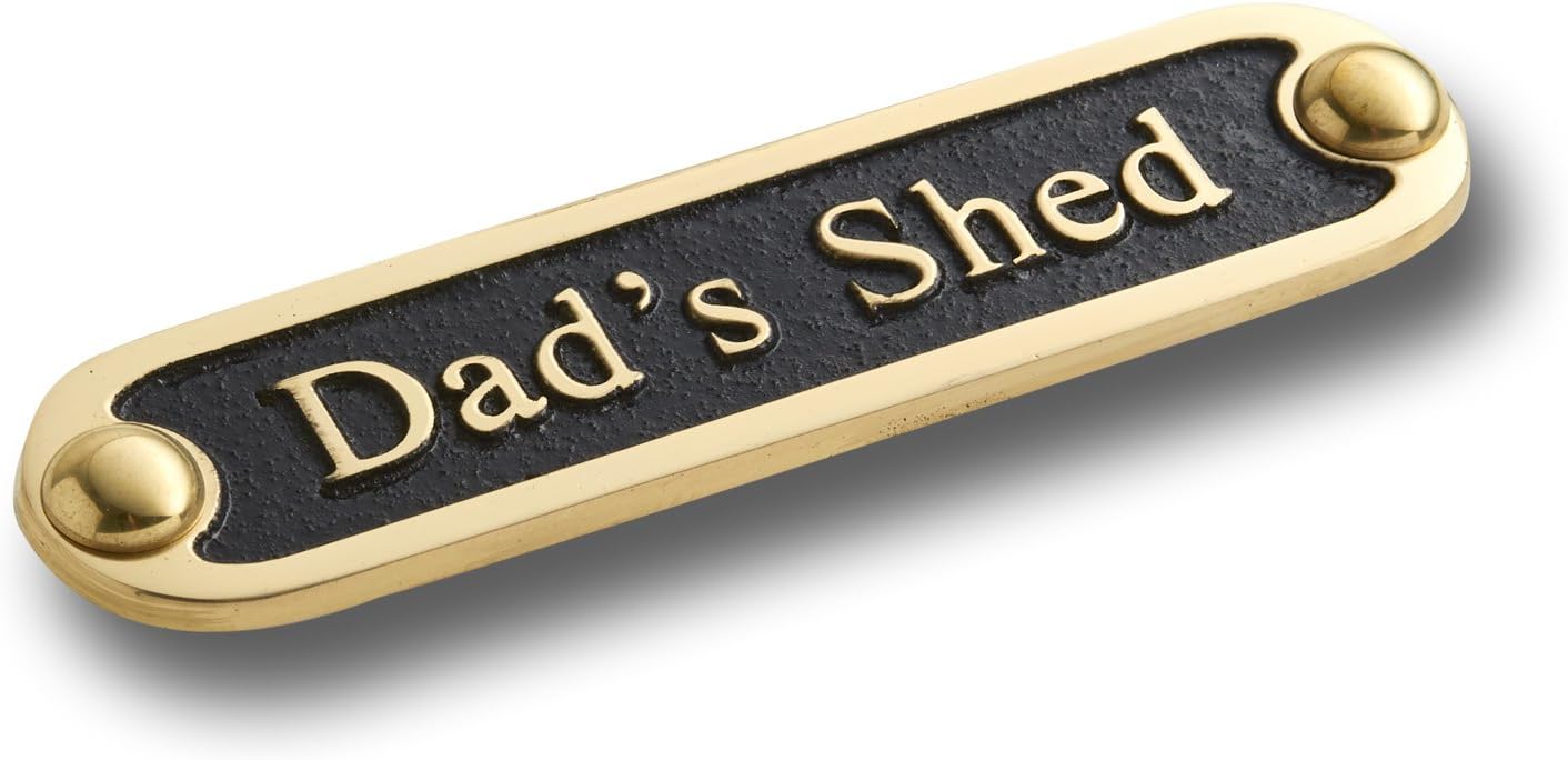 The Metal Foundry Dad's Shed Metal Door Sign. Traditional Style Home Decor Accessories Door Or Wall Brass Plaque. Handmade In England.