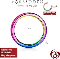 Vista 84 de Forbidden Body Jewelry - Piercing para la nariz de acero quirúrgico 316L con bisagra, 14G, 16G, 18G, diámetro de 15/64, 5/16, 25/64, 15/32 pulgadas