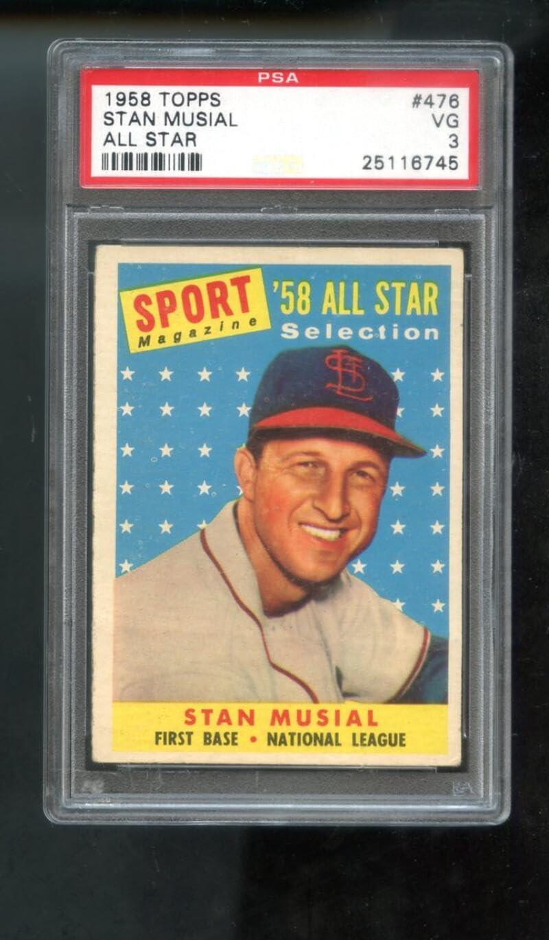 1958 Topps #476 Stan Musial All-Star Sport Magazine PSA 3 Graded Baseball Card
