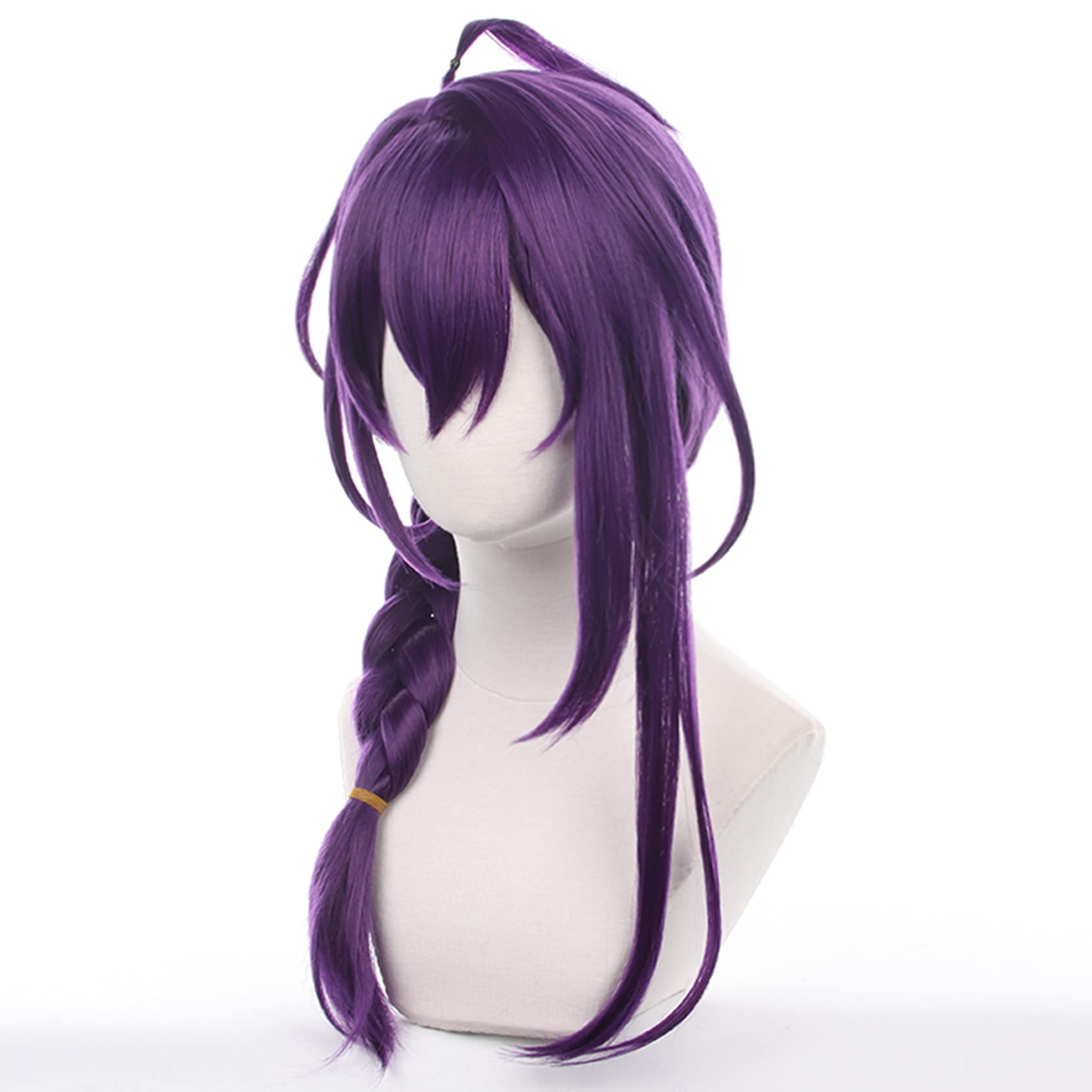 Purple with Long Braid Bangs Heat Resistant Fiber Synthetic Hair for Women Men Halloween Christmas Cos Anime Party Replacement Wigs - Image 3