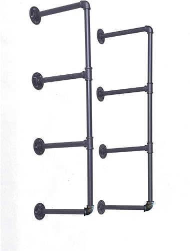 Diwhy Estantería de tubo negro industrial para bricolaje, montaje en pared, estantería abierta, kit de soporte para proyectos de bricolaje (2 piezas