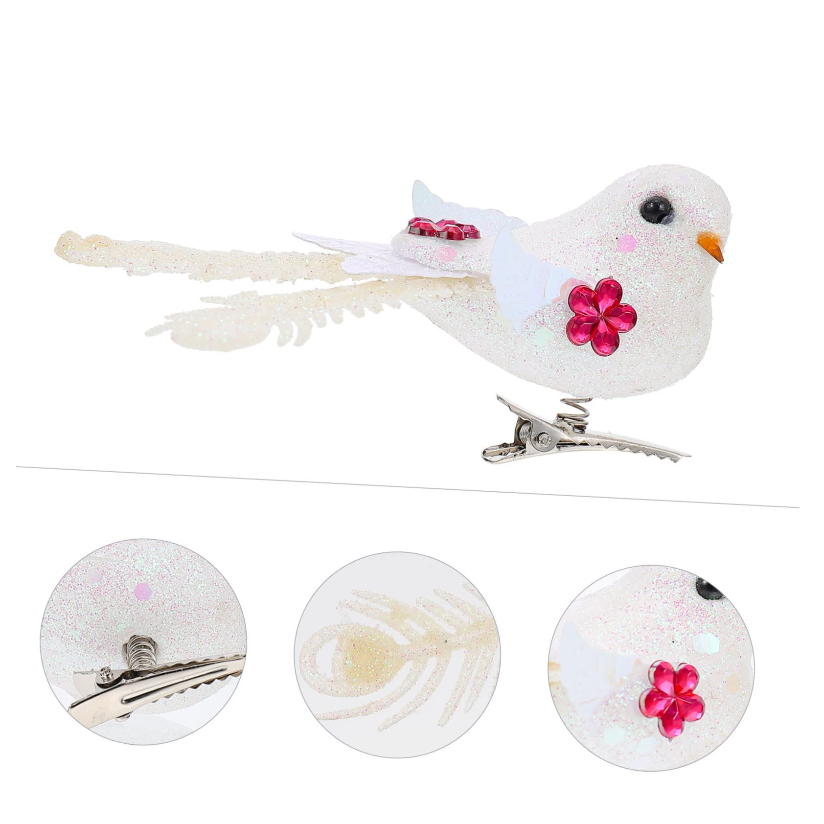 Alipis 5 Sätze Schaum Vogel Künstlicher Vogelschmuck Vogelverzierung Vogel Baumschmuck Weihnachtsbaumdeko Tannenbaum Dekoration Heimdekoration Simulationsvögel Ornamente Weiß 6 Stück * 5