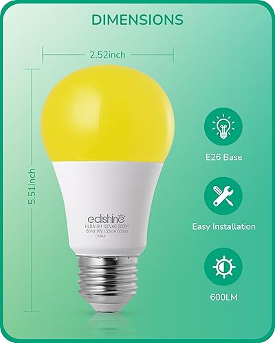 Miniatura 6 de EDISHINE Bombillas LED para exteriores del anochecer al amanecer, 2000 K ámbar resplandor para exteriores, encendido y apagado automático, bombilla