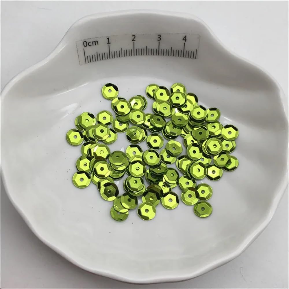 10g 3mm 4mm 6mm 10mm Silver-Base Cup Sequins Paillettes for Clothes Hat Shoes DIY Handmade Accessory(Light Green,10g 3mm deep Cup)