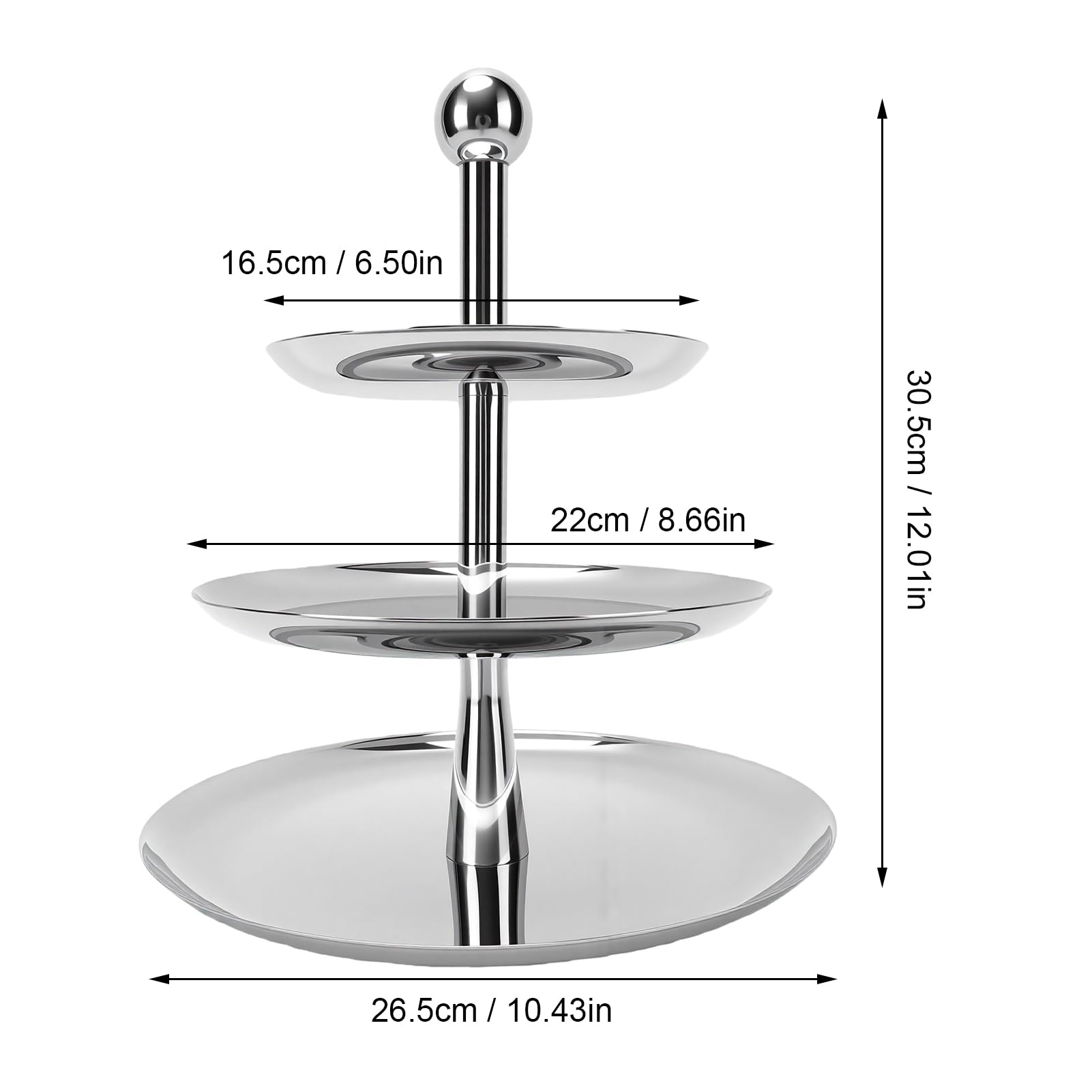 XUMIUZIY Torre de Celebración de Magdalenas de Postre |Bandeja de Servicio Escalonada de Acero Inoxidable para Fiesta, Boda, Banquete, Hotel, Buffet (3 Capas)