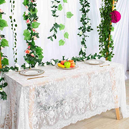 Lace Tablecloth White Rectangle 60X120 Inch Lace Table Clothes Vintage Lace Tablecloth Lace Table Cover Embroidered Lace Overlay For Banquet Wedding Party Birthday Baby Shower Event Decor (033-White) #TOP5