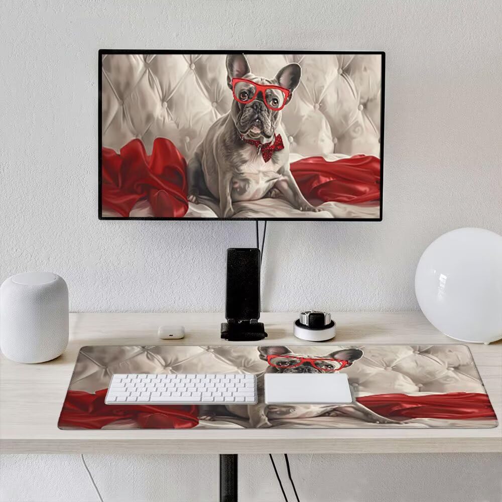 Gamingowa podkładka pod mysz XXL, podkładka pod mysz 1200 x 600 mm, (okulary dla psów), duże szwy krawędzie, wodoodporna, antypoślizgowa, gumowa podstawa, poprawia precyzję i prędkość, laptop PC xR4