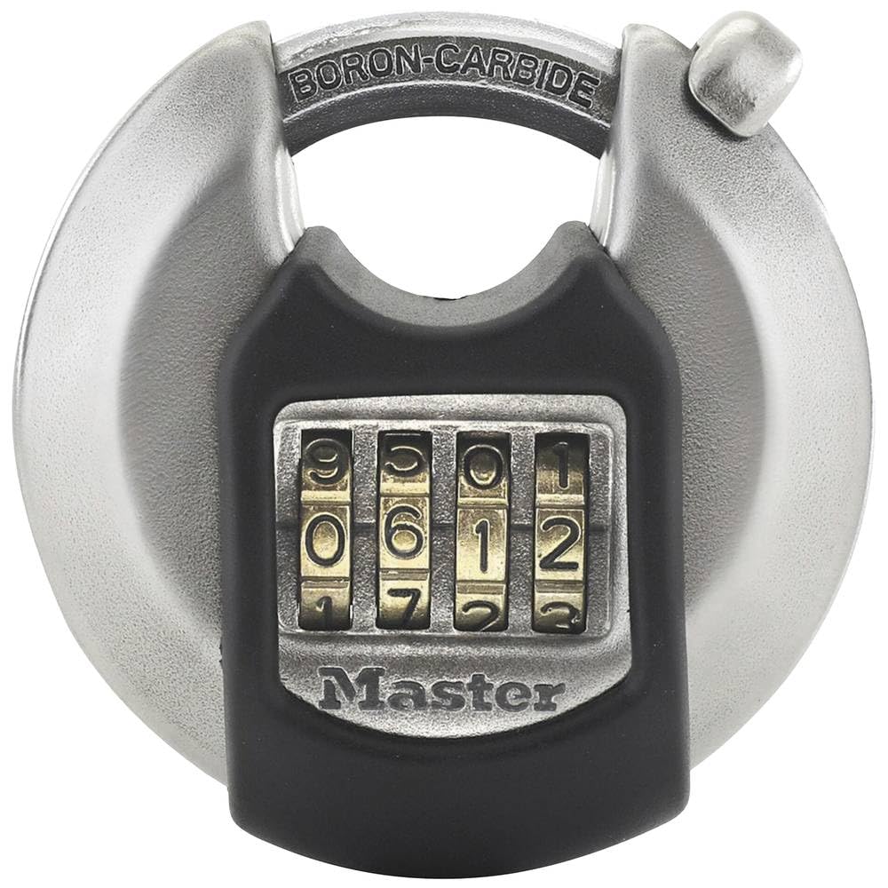 Master Lock Cadenas rond [Combinaison] [Acier Inoxydable] [Extérieur] M40EURDNUM - idéal pour les espaces de rangement, les Remises, les Garages, les Remorques 70 mm Gris