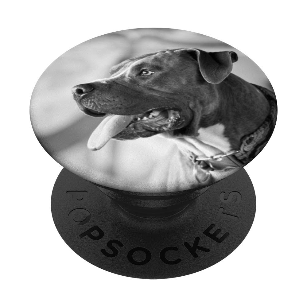 Cute Staffy Dog Black White Image Retro Design For Dog Lover PopSockets Swappable PopGrip