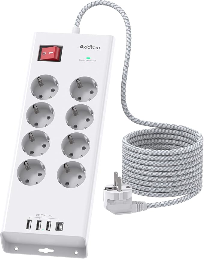 Steckdosenleiste Mit USB - Biegsame Mehrfachsteckdose Mit Überspannungsschutz