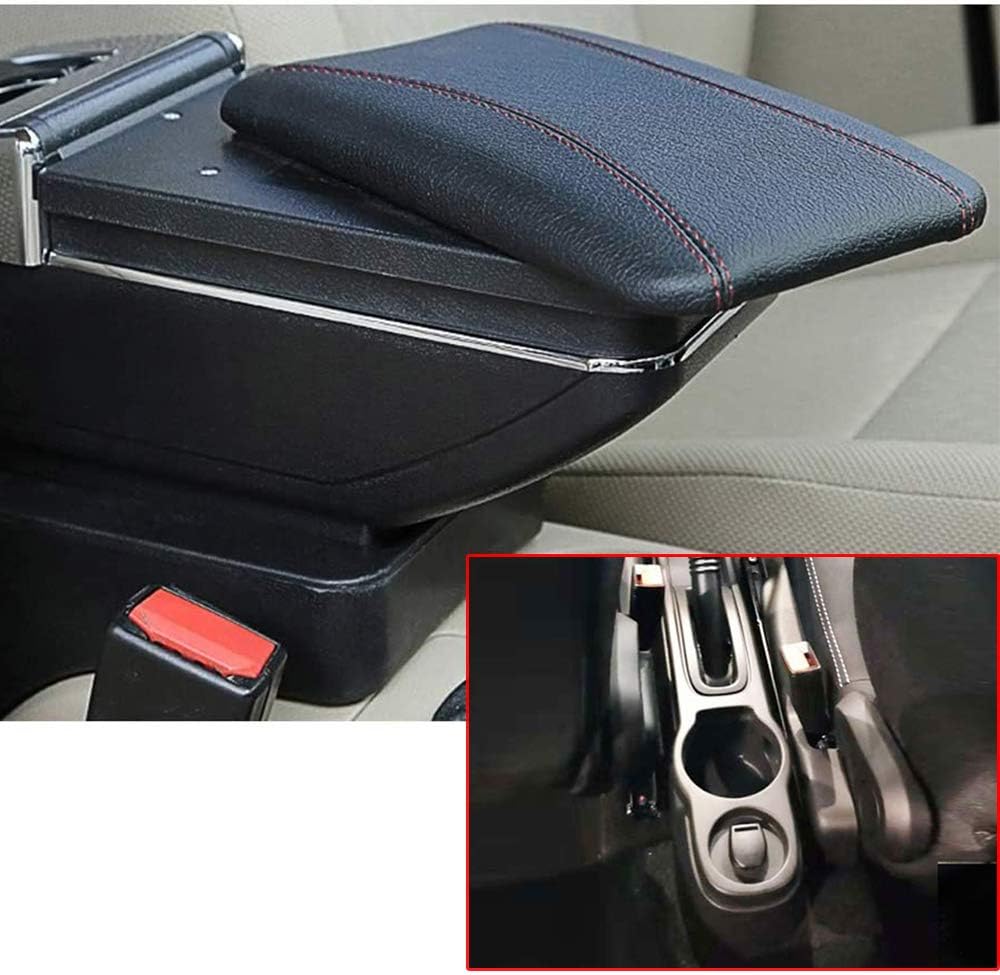 ZAPYVET Auto Armlehne Für Renault Dacia Duster I 2010-2015 - Drehbar Mit Staufach, Schwarz Mit Roter Naht