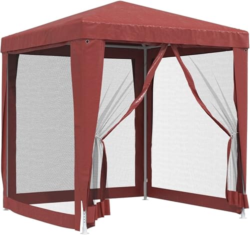vidaXL Tente de fête avec 4 parois latérales en Maille Rouge 2x2 