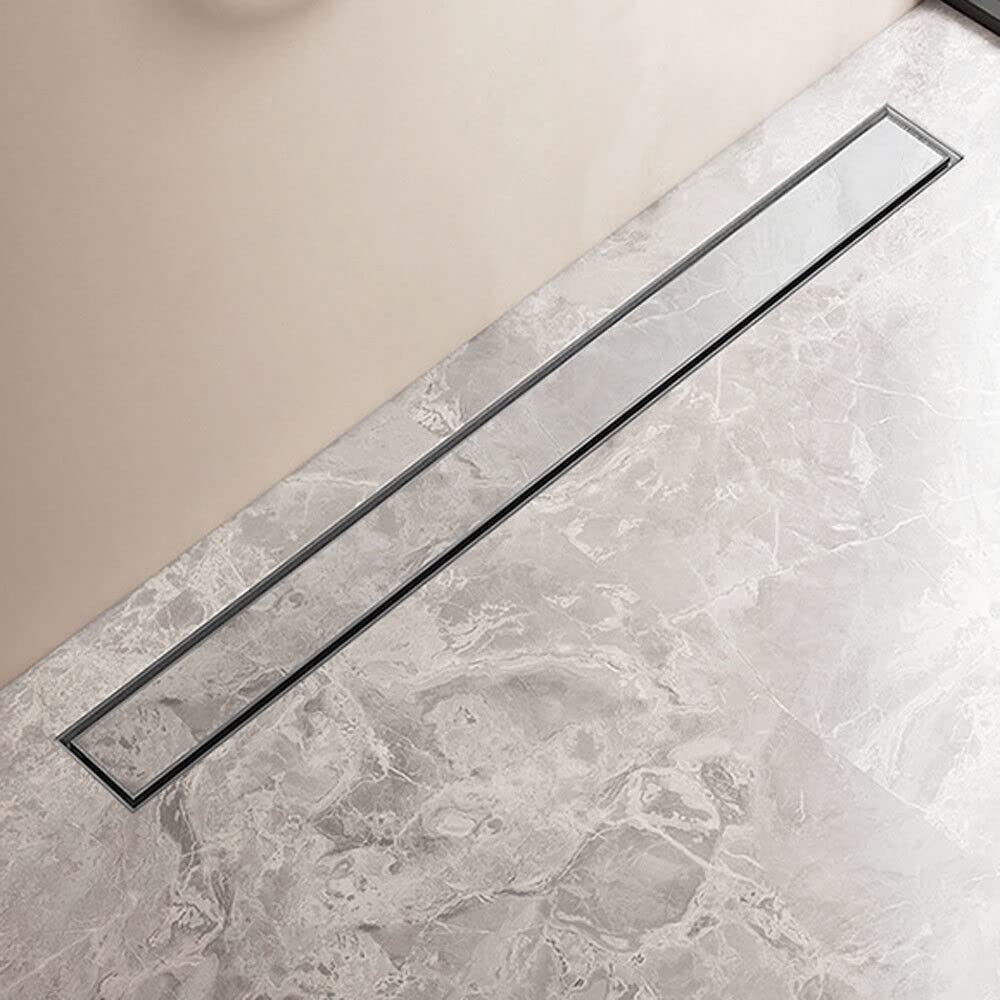 Canalina per doccia, 80 cm, piastrellabile, in acciaio inox a 360 gradi, set completo di scarico per doccia, sifone extra piatto, con antiodore e filtro per capelli, scarico doccia