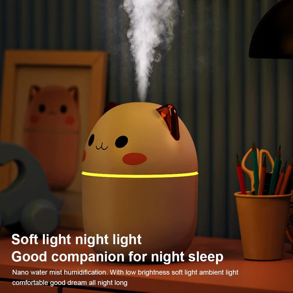 USB Desktop Humidifier Air Humidifier Adjustable 250ML Decorative Bedroom Room Spray Aroma Diffuser Button Control Mist Maker Home Car, White