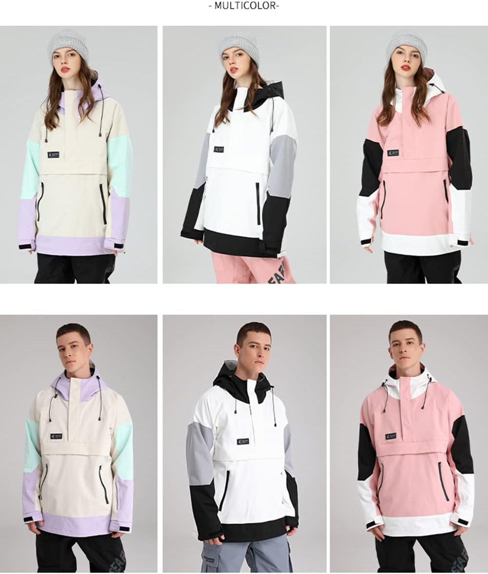 SEARIPE Womens Ski Jacket Mens Snow Jacket Waterproof Winter Snow Coat Couples Pullover Snowboard Hooded - Image 6