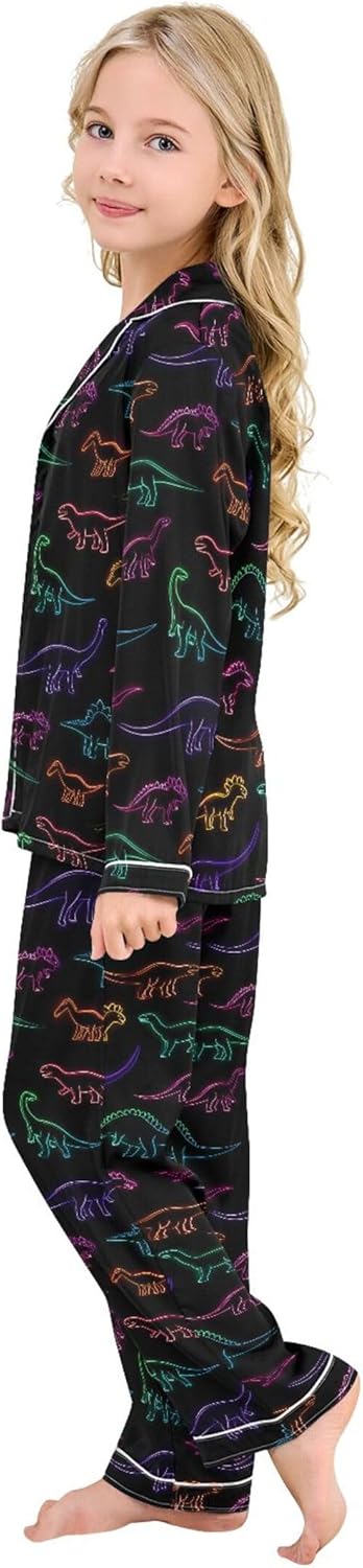 Silk Pajama Sets Long Sleeve Pajamas Soft Sleepwear 2 Piece Pjs Set