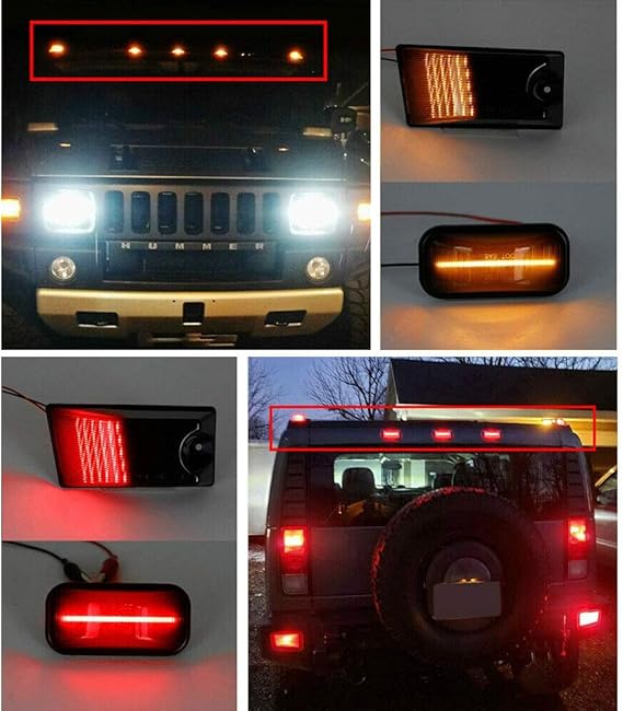 パステルオリーブ 10個アンバー&レッドLEDキャブルーフライトマーカー