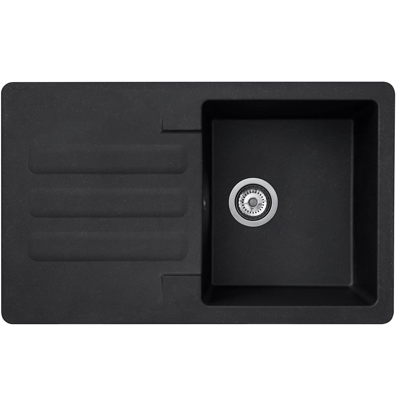 Liquida VG5BL 1.0 Bowl Composite Reversible Inset Black Kitchen Sink with Waste