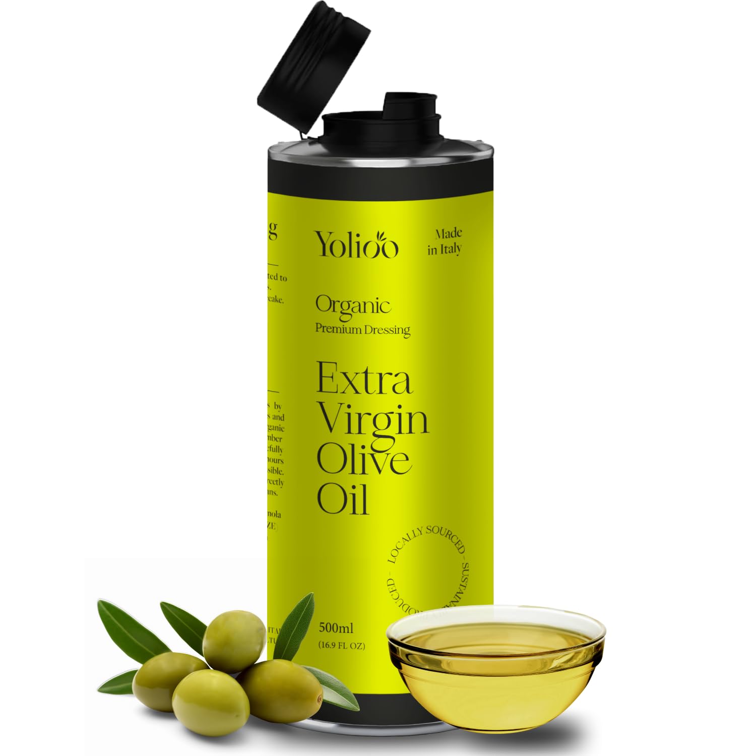 100% Italian Organic Olive Oil Extra Virgin | High Polyphenols Cold Pressed & Early Harvest from Tuscany | Extra Virgin Olive Oil (0. 5l)