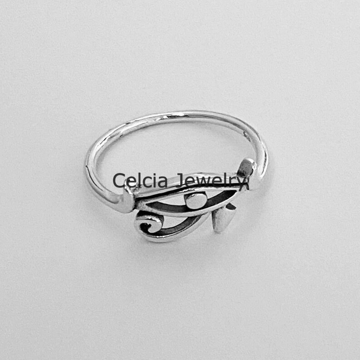 Solid 925 Sterling Silver Little Ra Eye Ring, anello organico, anello dell'occhio di Horus, anello di protezione, anello Boho Boho, anello minimalista, anello unico per la festa della mamma
