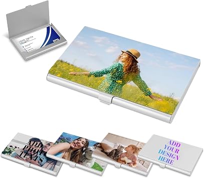 Custom Business Card Holder Personalized Business Card Holder with Photo Aluminum Business Card Case Portable Business Card Case Organizer for Men Women Father Husband Color04
