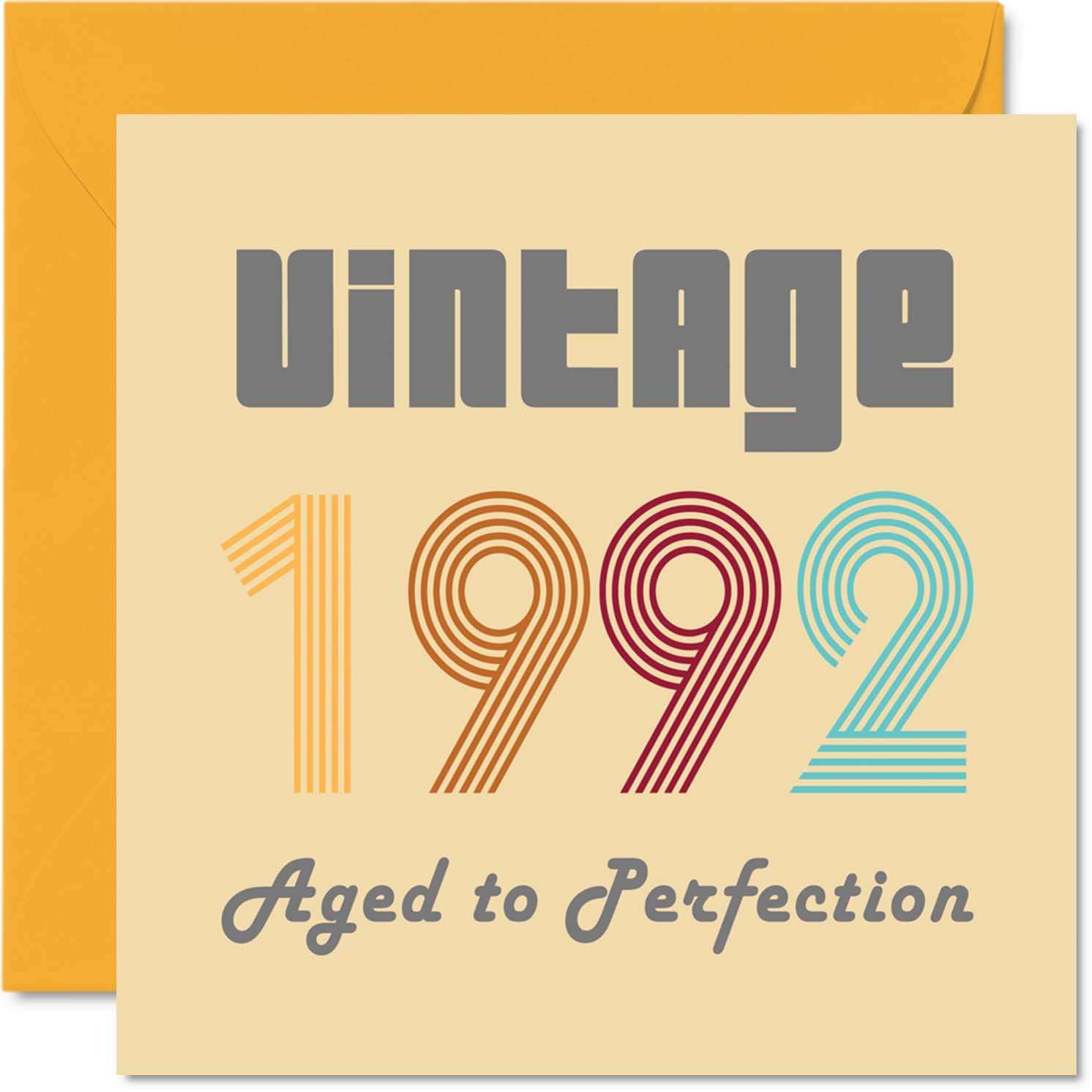 34th Birthday Cards for Women and Men, Vintage 1992 Aged To Perfection