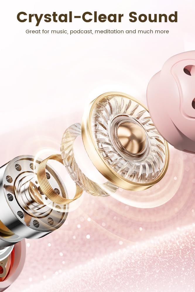 Ultra Thin Sleep Earbuds Bluetooth Headphones for Side Sleepers,Bluetooth 5.4 Noise Cancelling Earphones 60H Playback Touch Control,Black (Grey)