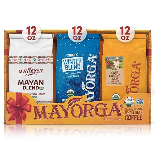 Mayorga Paquete de regalo de muestras de café: 3 bolsas de 12 onzas, café tostado cubano, mezcla maya, mezcla de invierno, orgánico certificado