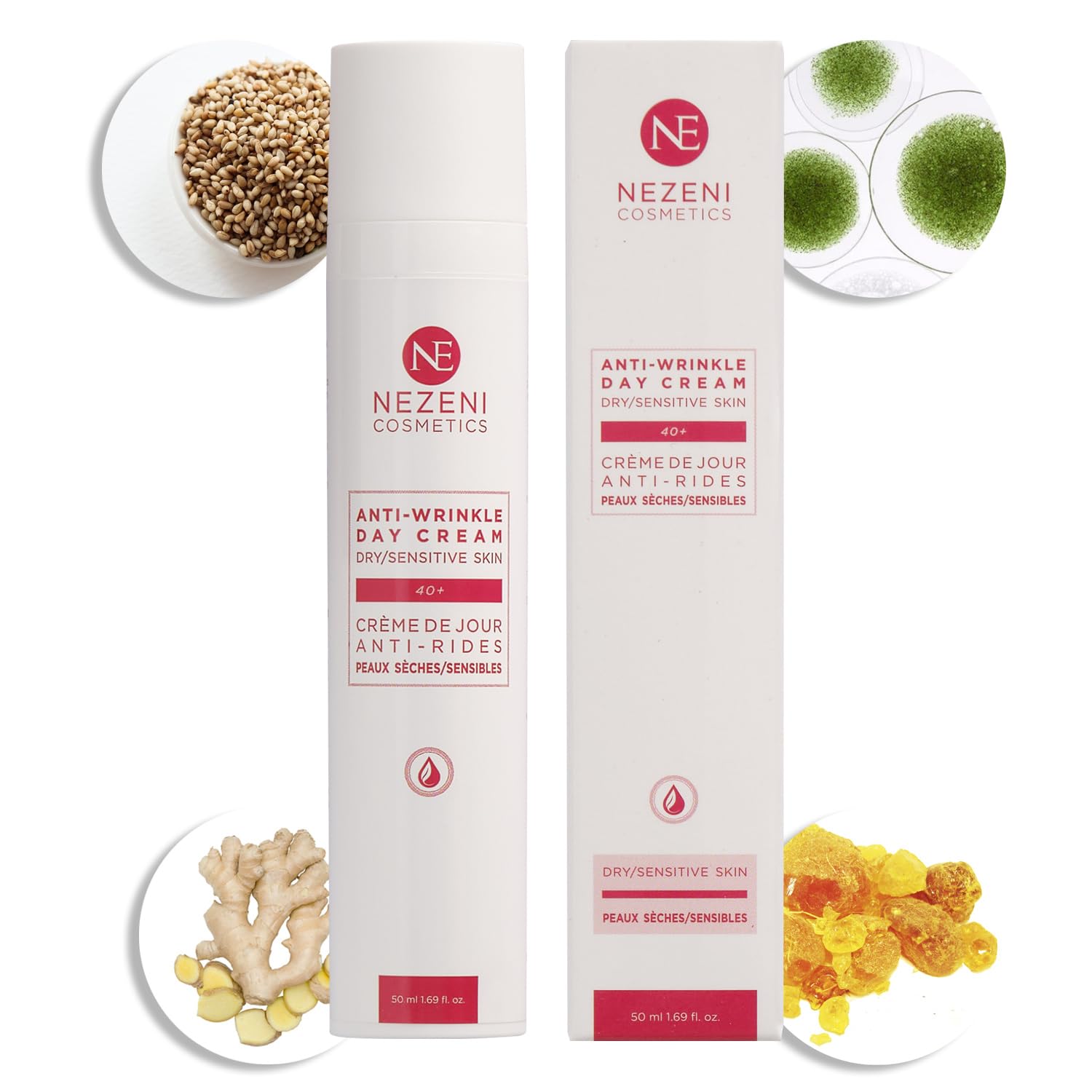 Nezeni Crema Facial Antiarrugas Mujer/Hombre 18 Principios Activos | Rellenador Arrugas Profundas | Crema Antiarrugas Día Reafirmante Para Cara, Cuello y Escote | Piel Sensible y/o Seca