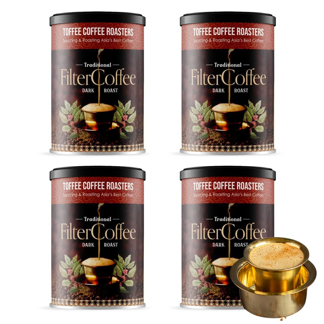 Toffee Coffee Roasters | Pack of 4 (200g Each) - 800 gm South Indian Filter Coffee| As Seen On Shark Tank | Specialty Blend| Traditional Dark Roast Signature Filter Grounded Coffee (B0C3CYYLZ6) Amazon Price History, Amazon Price Tracker