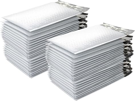 White Poly Bubble Mailers Size 6" X 10" #0L Shipping Mailing Bubble Padded Envelopes, Mailing Bags, Inside Space 6" X 9"- Pack of 25