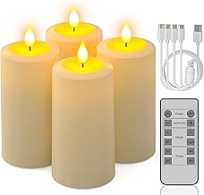 PChero LED Candles Rechargeable Set of 4 with Remote Control, Waterproof Electric Candles Flickering with Timer Function for Indoor and Outdoor Room Halloween Garden Decoration Christmas Outdoor (7 cm