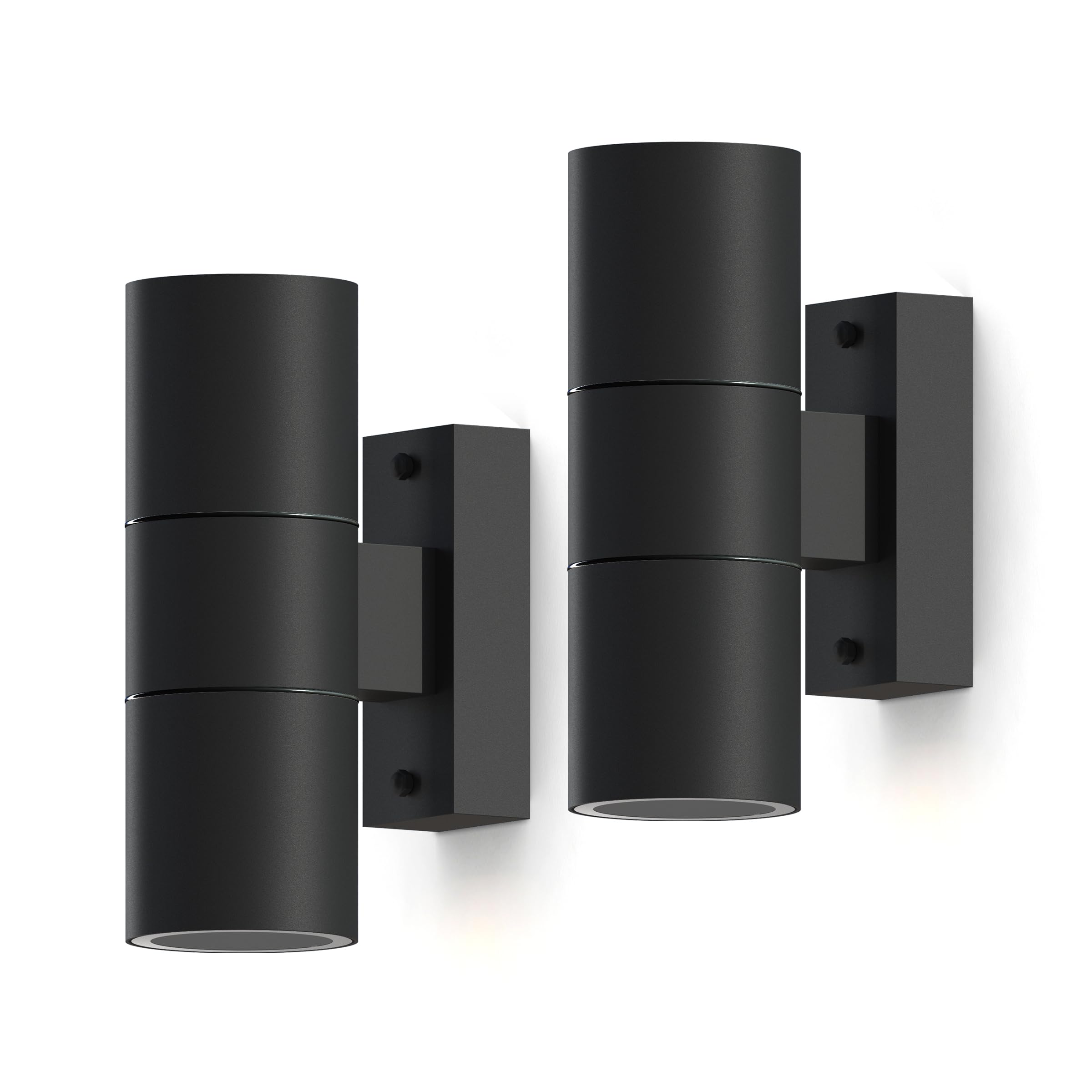 CALEX Outdoor Wall Light Turin, Up and Down Light, 2X GU10, IP54 Waterproof, Indoor and Outdoor, Black, 2-Pack