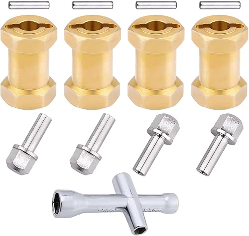 Vista 20 de HobbyPark Espaciadores de latón RC de 0.472 in, extensores de cubo hexagonal para ruedas RC Crawler Axial SCX10, adaptador de unidad hexagonal