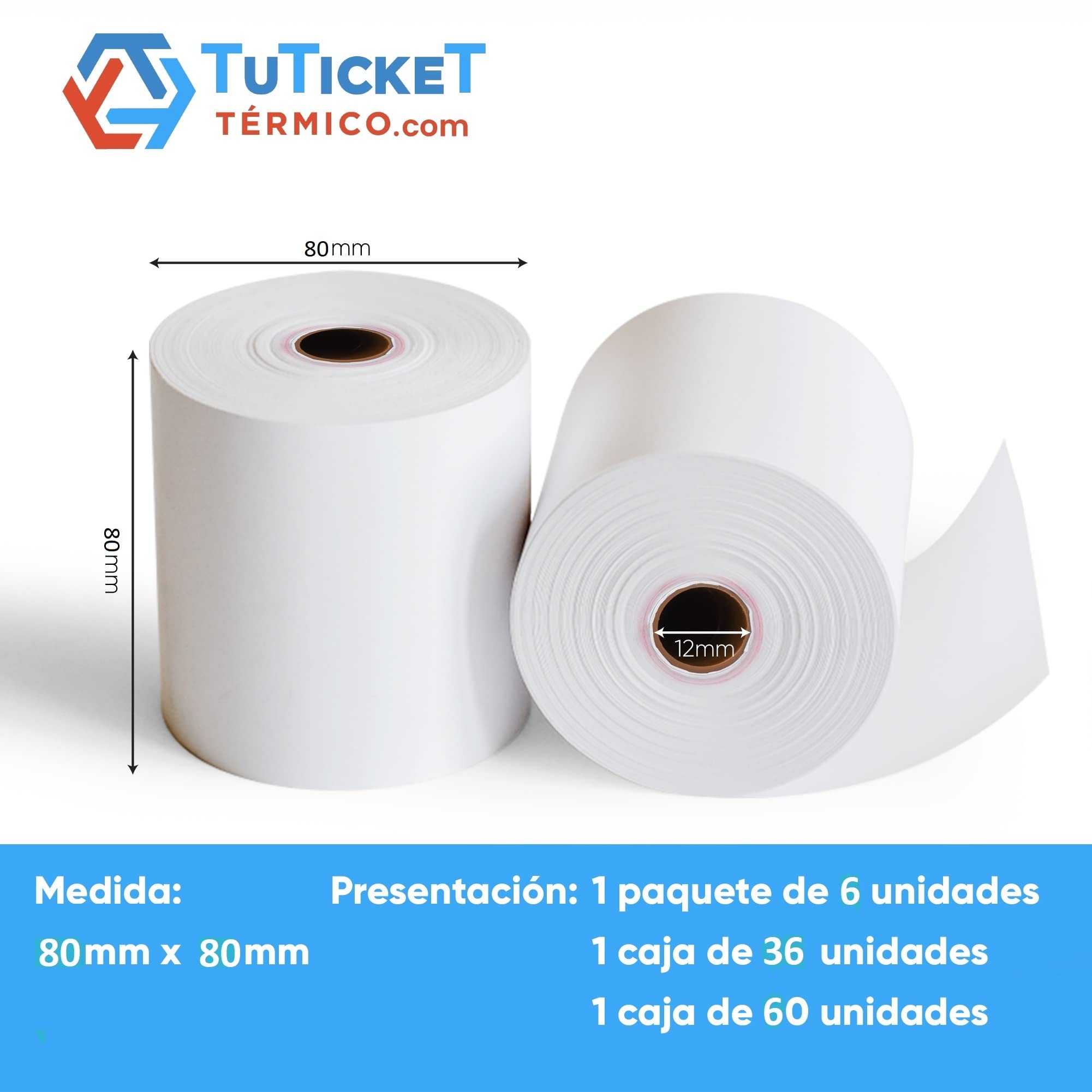 Pack Comandero Hostelería 10x15 cm 30 Talonarios 2 Hojas 36 Rollos 80x80x12 | Incluye blocs numerados con original y copia autocopiante papel para impresoras TPV cajas registradoras bares restaurantes
